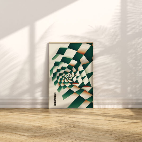 Bauhaus Poster, abstract green spiral