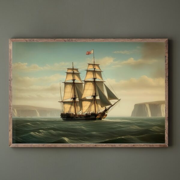 Tall Ship Vintage Painting