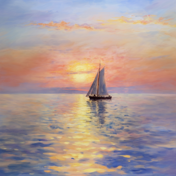 Sailboat Painting At Sunset